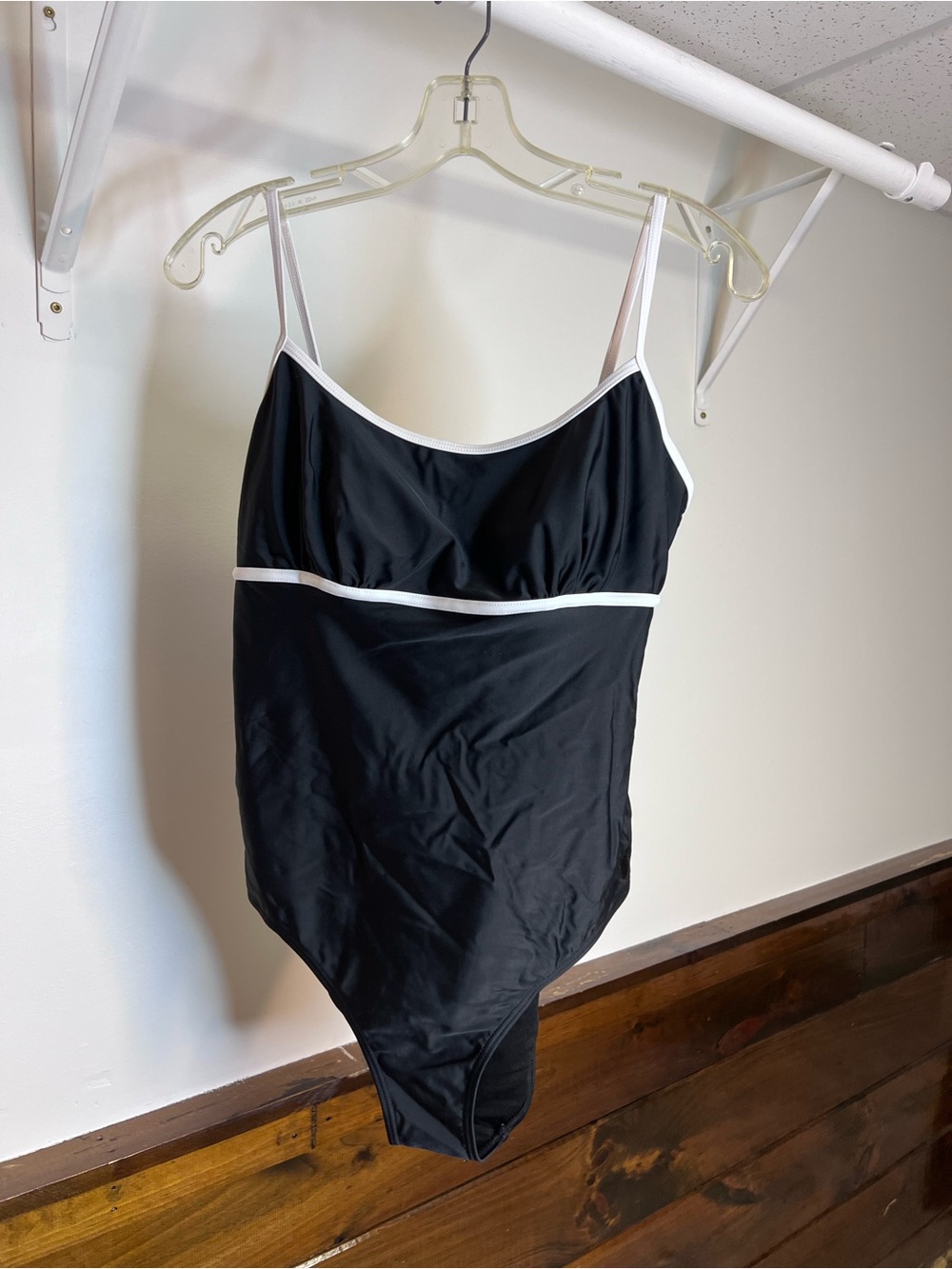 Disney Parks Black & White Trim One-Piece Hidden Mickey Swimsuit- L